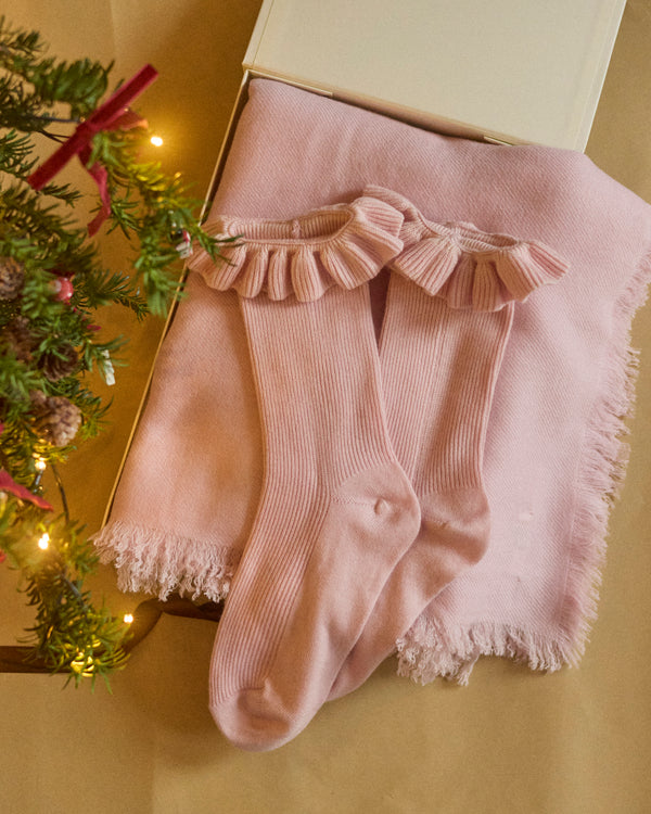 Cashmere Shawl & Sock Bundle - Ballet Pink