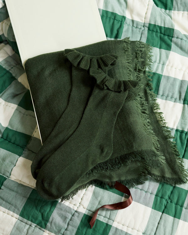 Cashmere Shawl & Socks Bundle - Fern Green