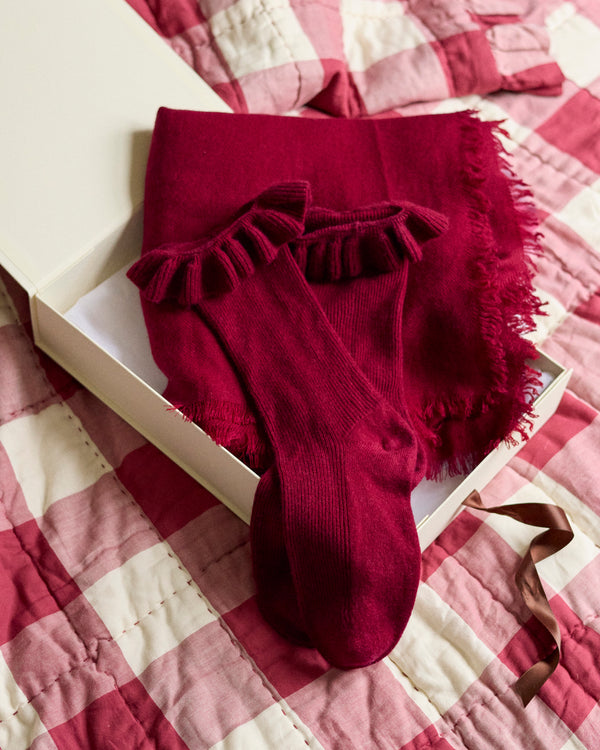 Cashmere Shawl & Socks Bundle - Garnet