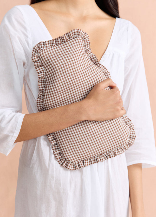 Hot Water Bottle - Choc Gingham