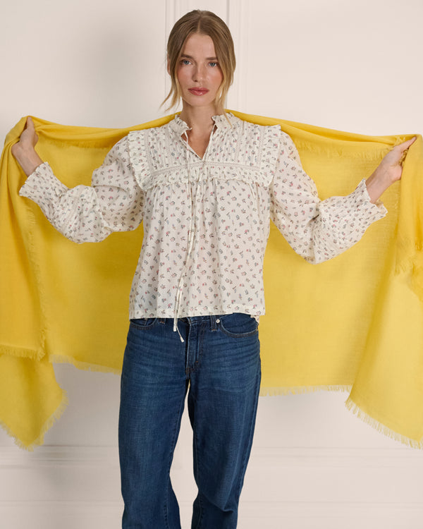 Frayed Edge Cashmere Shawl - Honey
