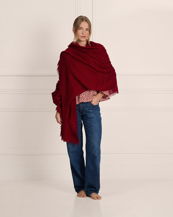 Frayed Edge Shawl - Garnet