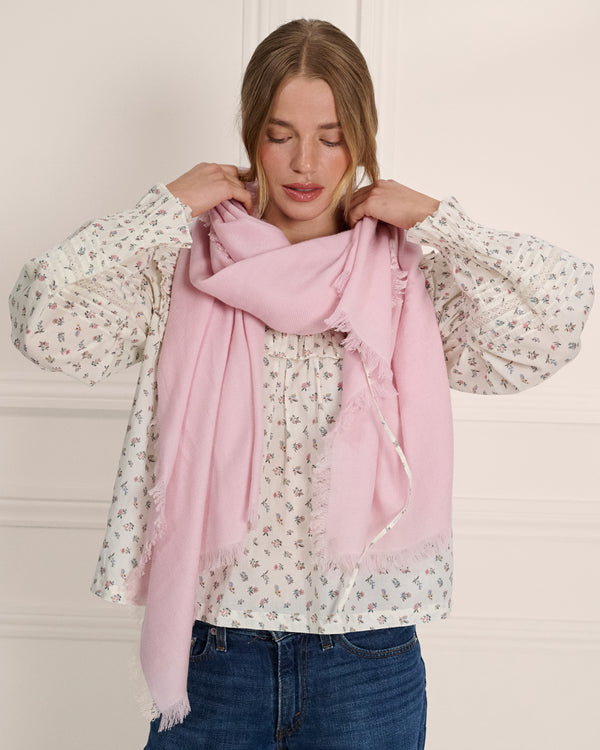 Frayed Edge Cashmere Shawl - Ballet Pink