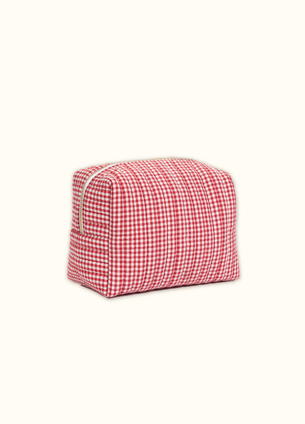 Redcurrant Gingham Makeup Bag - Small