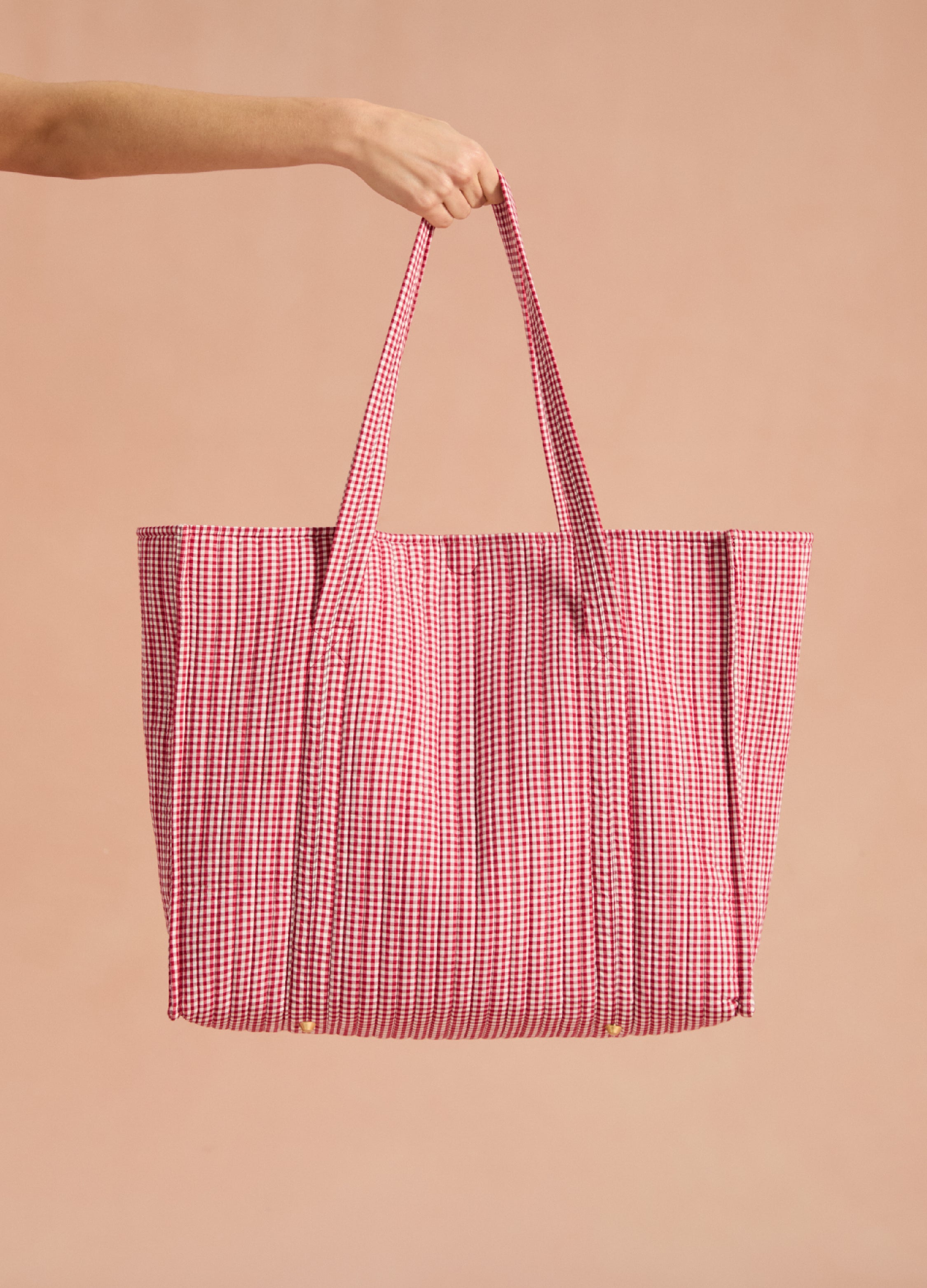 Nicky Beach Bag - Redcurrant Gingham – If Only If USA