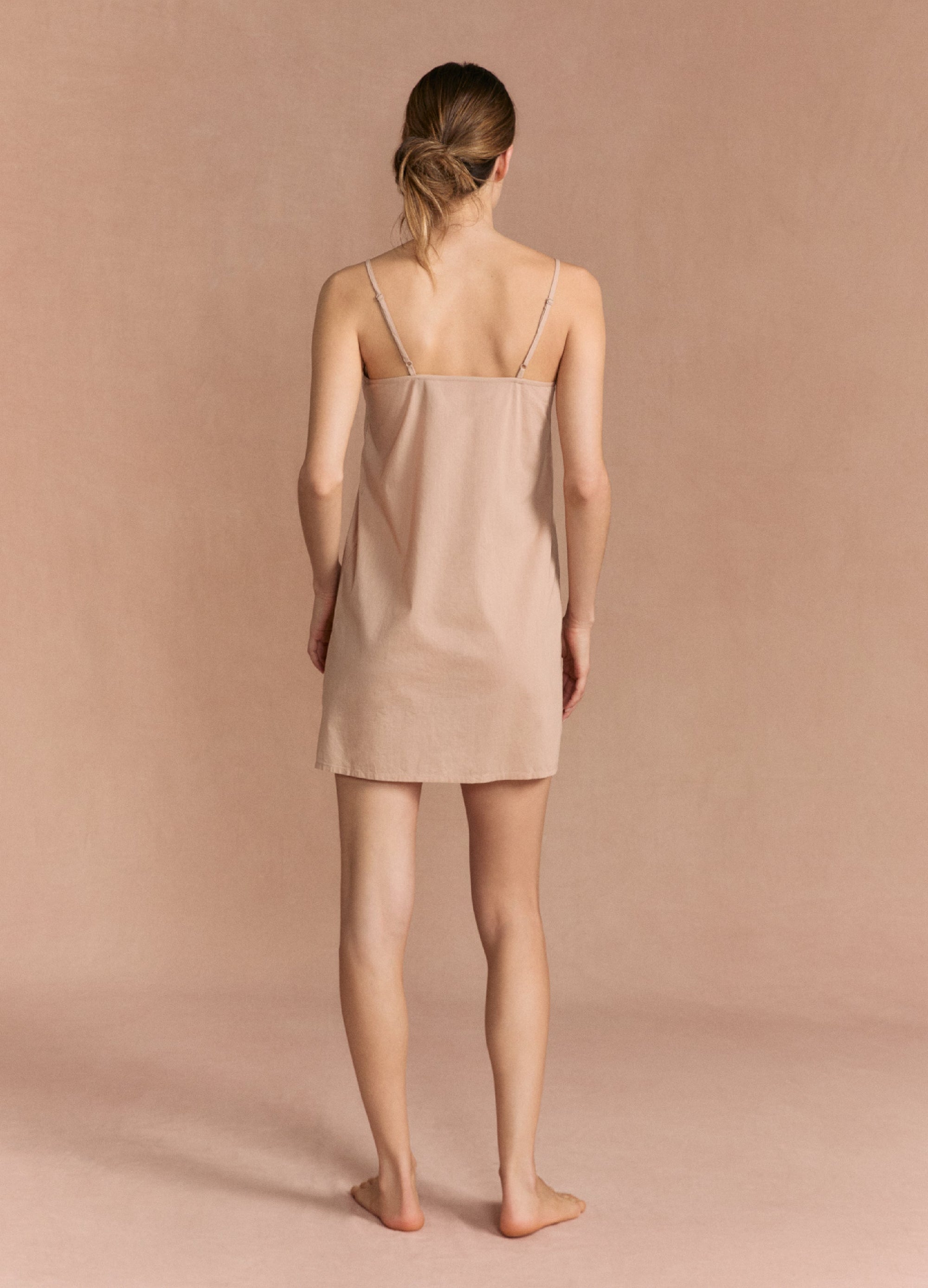 nude mini slip dress If Only If Nightwear Women's Cotton Short Slip in Nude